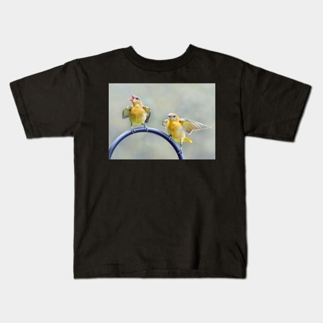 Oriole Fledglings Kids T-Shirt by LaurieMinor